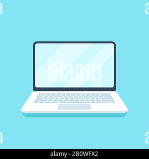 Ordinateur portable plat. Périphérique pc mobile, ordinateurs portables professionnels pour utilisateurs professionnels ou ordinateurs personnels illustration vectorielle d'icône Illustration de Vecteur