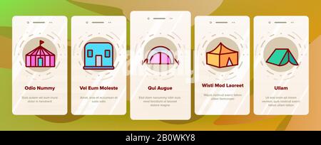 Les Icônes De Voyage De Tente Et D'Embarquement De Cirque Permettent De Définir Vector Illustration de Vecteur