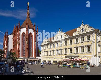 Marché Supérieur Avec Marienkapelle Et Falkenhaus, Wuerzburg, Basse-Franconie, Bavière, Allemagne, Europe Banque D'Images