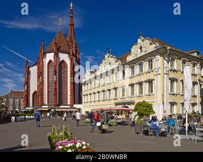 Marché Supérieur Avec Marienkapelle Et Falkenhaus, Wuerzburg, Basse-Franconie, Bavière, Allemagne, Europe Banque D'Images