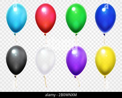 Ballons brillants tridimensionnels colorés. Fête d'anniversaire ou festival vol ballon vecteur set Illustration de Vecteur