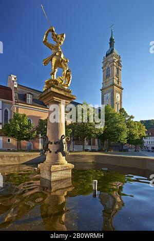 Georgskirche et fontaine sur le marché, Eisenach, Thuringe, Allemagne, Europe Banque D'Images