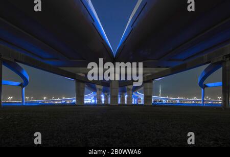 Pont De Meydan, Pont, Dubaï, Émirats Arabes Unis Banque D'Images