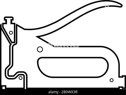 Agrafeuse de construction pistolet de travail pour icône de bâtiment contour noir illustration vectorielle style plat image simple Illustration de Vecteur