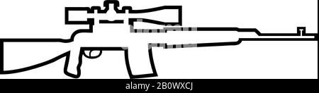 Icône de fusil de sniper contour noir illustration vectorielle style plat image simple Illustration de Vecteur
