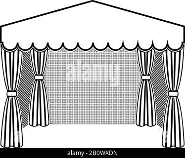 Pavillon pour les achats tente d'affaires Marquee pour la publicité icône contours noir illustration vectorielle style plat image simple Illustration de Vecteur