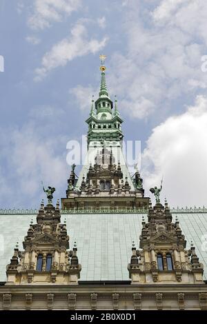 Façade de l'hôtel de ville, Hambourg, Allemagne, Banque D'Images