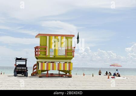 Tour De Guet '8 St', Tour De Sauveteur, Océan Atlantique, Miami South Beach, Floride, États-Unis, Banque D'Images