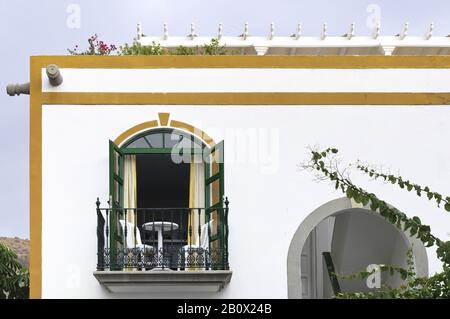 Maison résidentielle, façade, balcon, détail, Puerto Mogan, Grande Canarie, Espagne, Europe, Banque D'Images