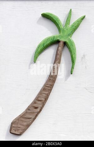 Symbole d'un palmier au PARC LUMMUS, Ocean Drive, South Miami Beach, quartier art déco, Floride, États-Unis, Banque D'Images