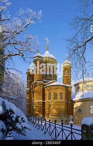 Chapelle orthodoxe russe dans le cimetière historique, Weimar, Thuringe, Allemagne, Banque D'Images