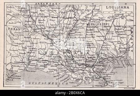 Carte ancienne de la Louisiane des années 1930. Banque D'Images