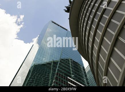 Wels FARGO Bank Building, vue vers le ciel, gratte-ciel, centre-ville de Miami, Floride, États-Unis, Banque D'Images