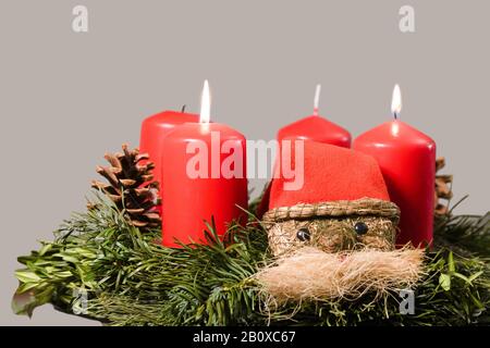 Adventskranz 1, 2, 4 et 4, Weihnachten steht vor der Tür Banque D'Images