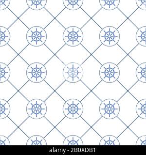 Modèle transparent de vecteur de barre de navire. Gouvernail, volant et cordes texture sans couture. Symboles du volant et de la corde sans couture. Vecteur de barre de navire Illustration de Vecteur