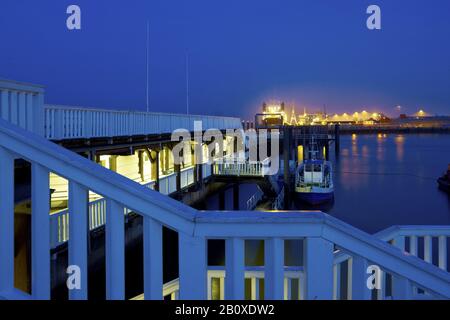 Étape d'atterrissage en bateau Alte Liebe dans le port, Cuxhaven, Basse-Saxe, Allemagne, Banque D'Images