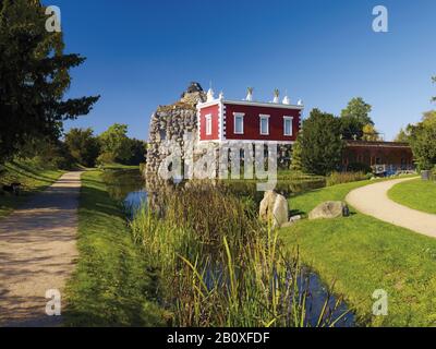 Villa Hamilton sur l'île de pierre Stein dans le parc Wörlitzer, Saxe-Anhalt, Allemagne, Banque D'Images