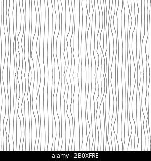 Lignes verticales ondulées fines et irrégulières motif sans couture. Texture sans couture abstraite en noir et blanc. Illustration vectorielle au format EPS8 Illustration de Vecteur