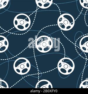 Volant de direction de voiture sans couture. Volant de direction automobile, texture transparente. Fond transparent du volant automatique. Silhouett, volant Illustration de Vecteur