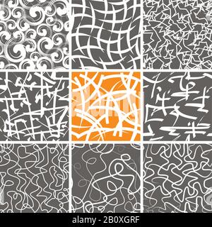 Jeu de 9 motifs et textures abstraits sans couture. Peut être utilisé pour les fonds d'écran, les fonds de motif, les fonds de page Web, les imprimés textiles, etc Illustration de Vecteur