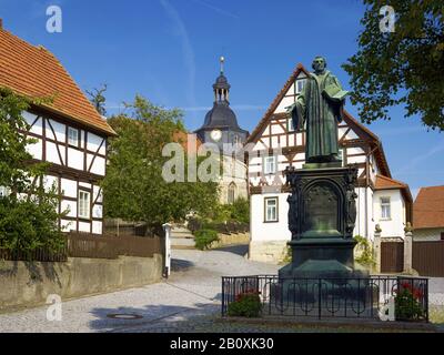 Luther Monument À Luthériplatz À Möhra, Wartburgkreis, Thuringe, Allemagne, Banque D'Images