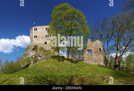Les ruines du château de Liebenstein près de Bad Liebenstein, Thuringe, Allemagne, Banque D'Images