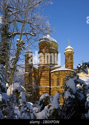 Chapelle orthodoxe russe dans le cimetière historique, Weimar, Thuringe, Allemagne, Banque D'Images