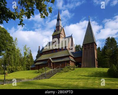 Église Gustav Adolf Stave À Hahnenklee, Harz, Goslar, Basse-Saxe, Allemagne, Banque D'Images