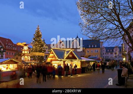 Marché de Noël sur la place du marché de Weimar, Thuringe, Allemagne, Banque D'Images