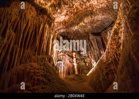 Voir grotte de Coves del Drac, Grottes de Drach, Espagne, Iles Baléares, Majorque, Porto Christo Banque D'Images