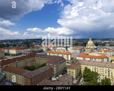 Vue sur Dresde avec Frauenkirche, Saxe, Allemagne, Banque D'Images