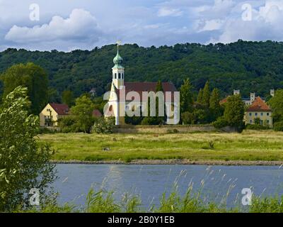 Schifferkirche Maria Am Wasser, Hosterwitz, Dresde, Saxe, Allemagne, Banque D'Images