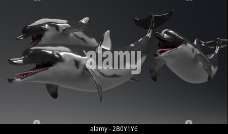 Animation Dolphin de l'arrière-plan, rendu 3d Banque D'Images