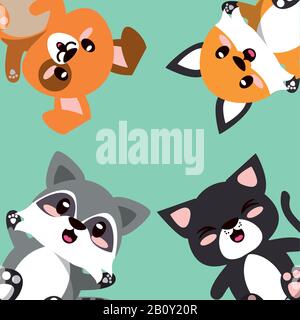 les animaux mignons se regroupent en paysage Illustration de Vecteur