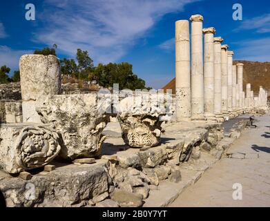 Palladius Street de l'ancienne ville de Bet Elle'an aussi Scythopolis dans la vallée de Jordanie, Israël, Banque D'Images