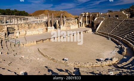 Théâtre romain à Bet Elle'an aussi Scythopolis dans la vallée de Jordanie, district nord, Israël, Banque D'Images