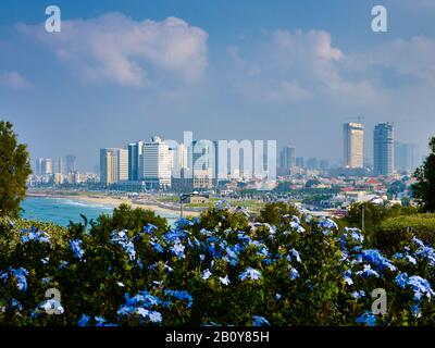 Vue Depuis Le Jardin Ramses À Jaffa JusQu'À Tel Aviv, Israël, Proche-Orient, Banque D'Images