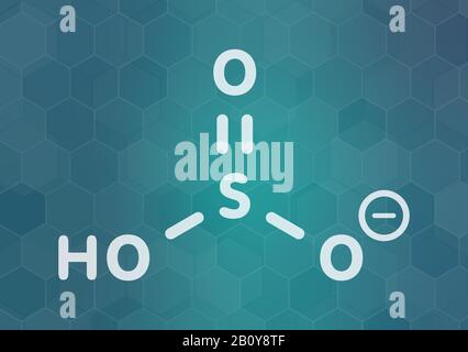 Structure chimique de l'anion bisulfite, illustration Banque D'Images