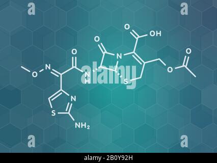 Molécule de médicament antibiotique cefotaxime, illustration Banque D'Images
