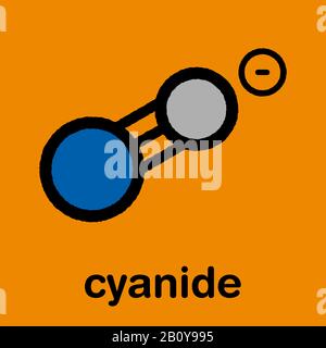 Structure chimique des anions cyanure, illustration Banque D'Images