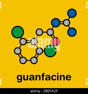 Molécule de médicament Guanfacine TDAH, illustration Banque D'Images