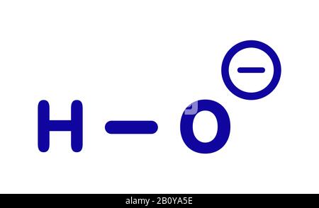 Structure chimique de l'anion hydroxyde, illustration Banque D'Images