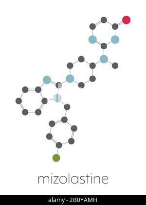 Molécule de médicament antihistaminique Mizolastine, illustration Banque D'Images