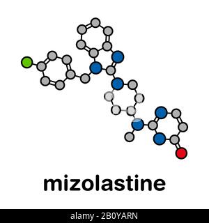 Molécule de médicament antihistaminique Mizolastine, illustration Banque D'Images