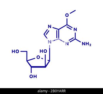 Molécule de médicament contre la leucémie de nélarabine, illustration Banque D'Images