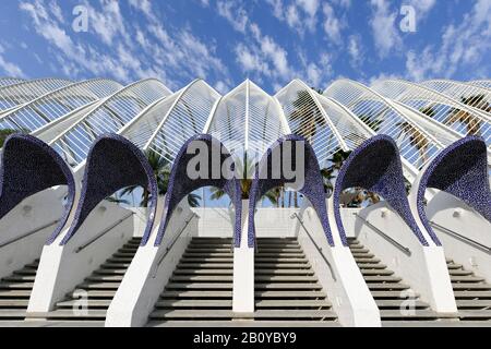 Entrée, l'Umbracle, Ciudad de las Artes y las Ciencias, Valencia, Espagne, Banque D'Images