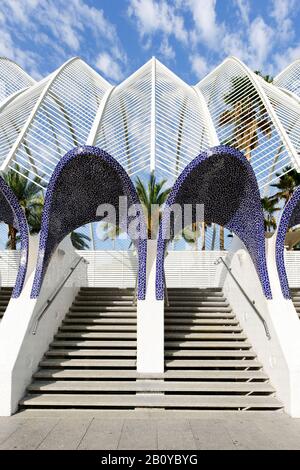Entrée, l'Umbracle, Ciudad de las Artes y las Ciencias, Valencia, Espagne, Banque D'Images