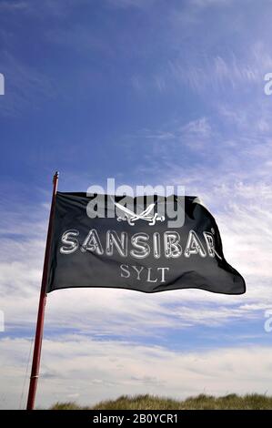 Drapeau, Zanzibar, Rantum, Îles Frisonnes Du Nord, Schleswig-Holstein, Allemagne, Banque D'Images