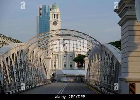 Singapour - Anderson Bridge Et Victoria Theatre Banque D'Images