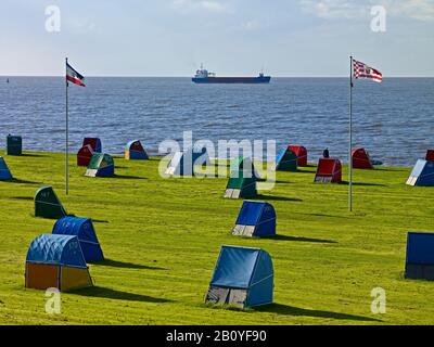 Plage De Nordseebad Otterndorf, Land Hadeln, Basse-Saxe, Allemagne, Banque D'Images